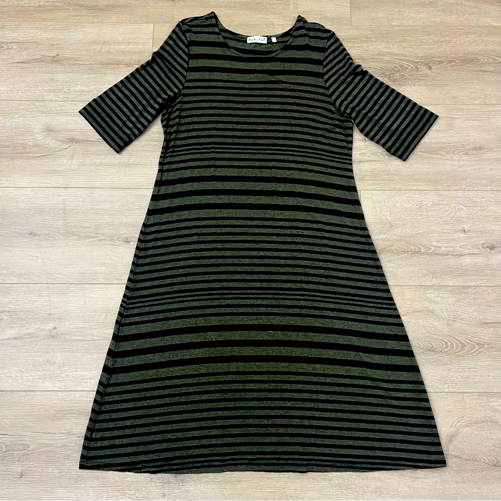 Habitat Green Black Striped Maxi Dress Large